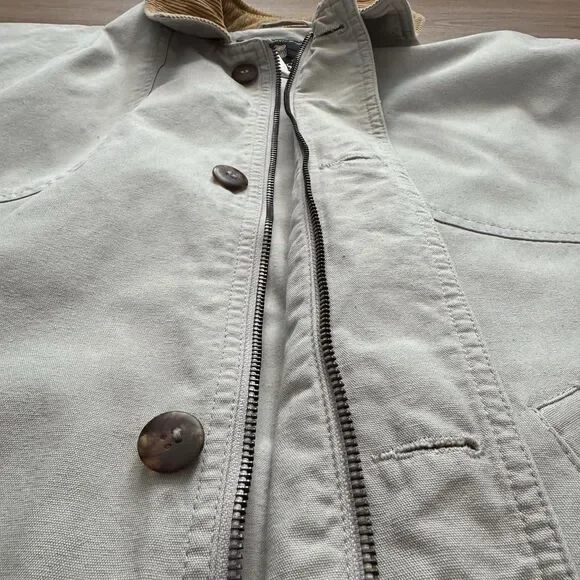 Vintage Orvis Cotton Field Jacket Mens L Tan Corduroy Collar Hunting Coat